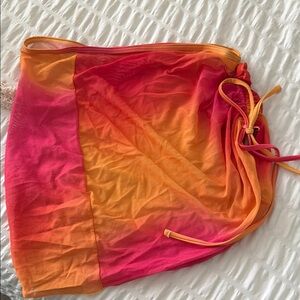 Women’s Gradient Pink Orange Swim Cover-Up Skirt